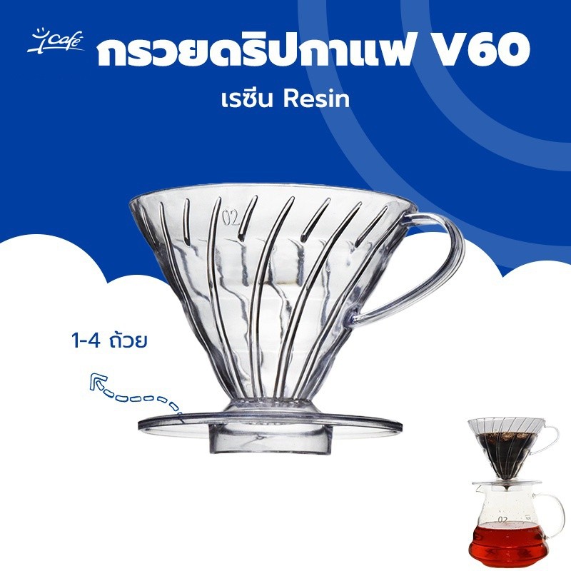 Resin Dripper V60 ดริปเปอร์ เรซิ่น กรวยดริปกาแฟ 1-4 ถ้วย