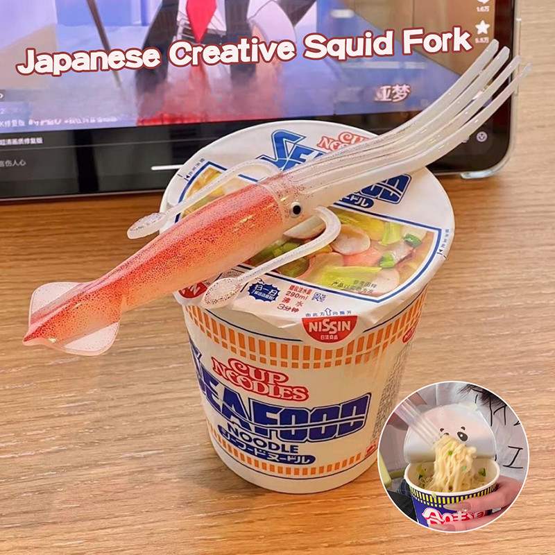 สร้างสรรค์ปลาหมึกปลาหมึกส้อมตลกก๋วยเตี๋ยวส้อมบนโต๊ะอาหารสําหรับอุปกรณ์ครัวที่ไม่ซ้ํากัน - รูปที่ 3