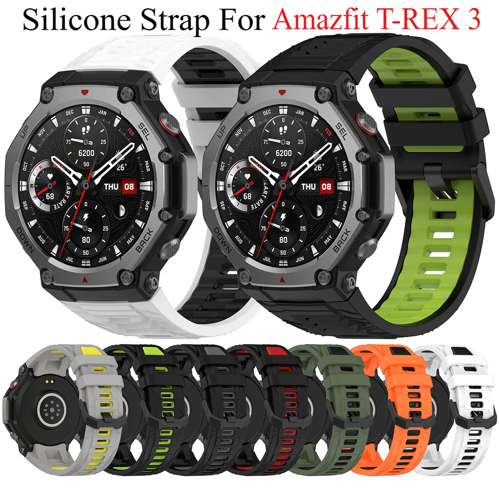 สายรัดซิลิโคนสําหรับ Amazfit T-REX 3 สมาร์ทวอท์ชกีฬาเปลี่ยน Huami T Rex3 สร้อยข้อมือเข็มขัดอุปกรณ์เสริม TRex 3