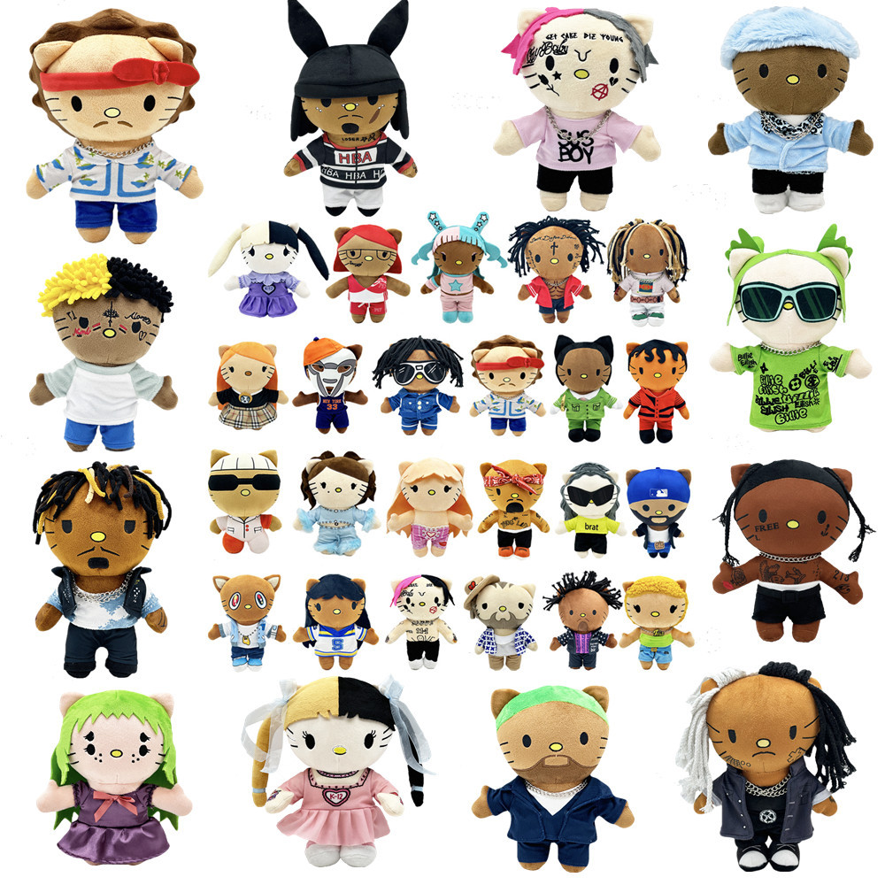Lill PEEP Hello Kitty Plush,Bruno Mars xxxtentacion Juice World Tyler The Creator Billie Eilish Travis Scott Kanye Frank Ocean ตุ๊กตาของเล่นสําหรับแฟนชายหญิงผู้ใหญ่ของขวัญวันเกิด