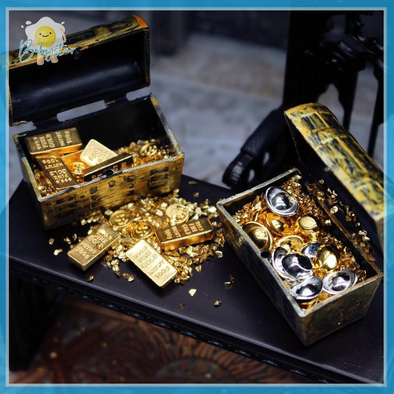 [InthehotT] 1/12 Dollhouse จําลอง Gold Ingot Gold Bar Treasure Chest Dollhouse Micro ฉากตกแต่งแกล้งทําเป็นเล่นของเล่นสําหรับเด็ก [ใหม่]