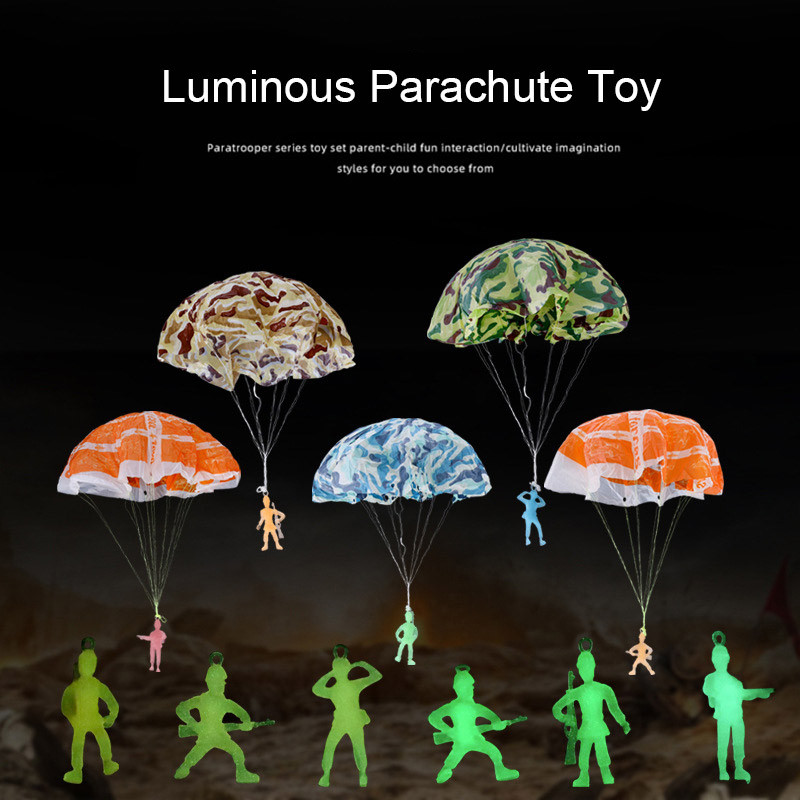 ของเล่นร่มชูชีพเรืองแสงสําหรับเด็กของเล่นกลางแจ้งบินร่มชูชีพผู้ชายภายในและภายนอกของเล่นที่ไม่ซ้ํากันเด็กพรรคโปรดปราน