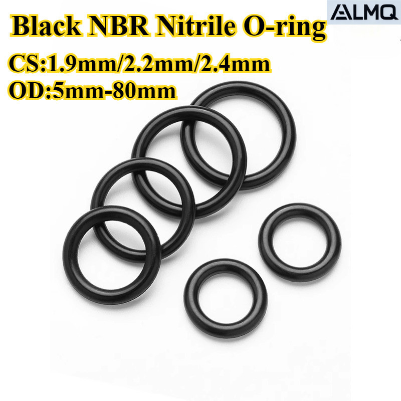 [LMQ-OXQ] โอริงไนไตร NBR สีดํา (CS1.9mm/2.2mm/2.4mm * OD5mm-80mm) แหวนปิดผนึก, ความต้านทานน้ํามัน, ทนต่ออุณหภูมิสูง, ยางโอริง, ปะเก็นสีดํากันน้ํา