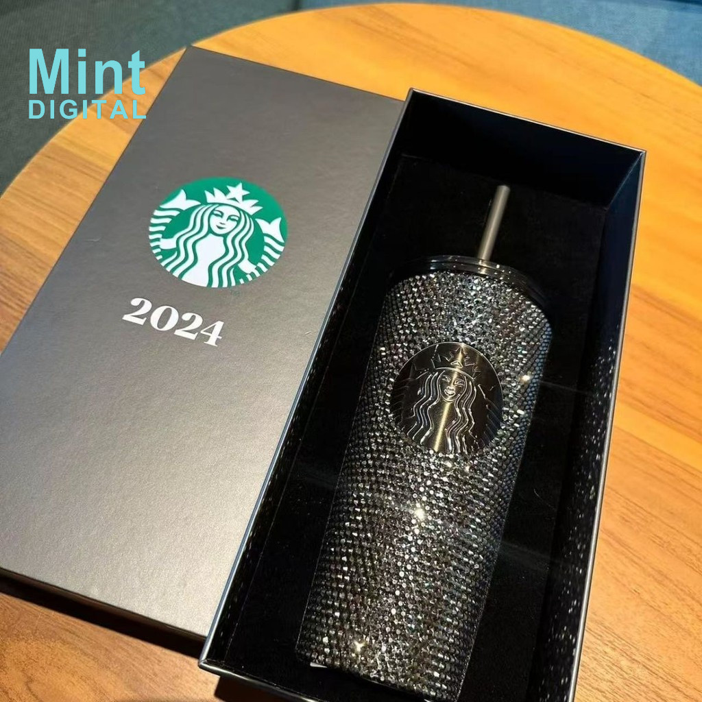 473มิลลิลิตรสตาร์บัคส์ถ้วยเพชรสีดํากล่องของขวัญจํากัด304ถ้วยเก็บความร้อนสแตนเลสถ้วยฟางถ้วยกาแฟเก็บความเย็นความจุขนาดใหญ่