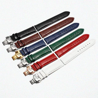 สายนาฬิกาหนังแท้สําหรับ Rolex - Daytona, Hulk, Submariner, Yacht-Master, Cellini, Butterfly Clasp, 12-24mm