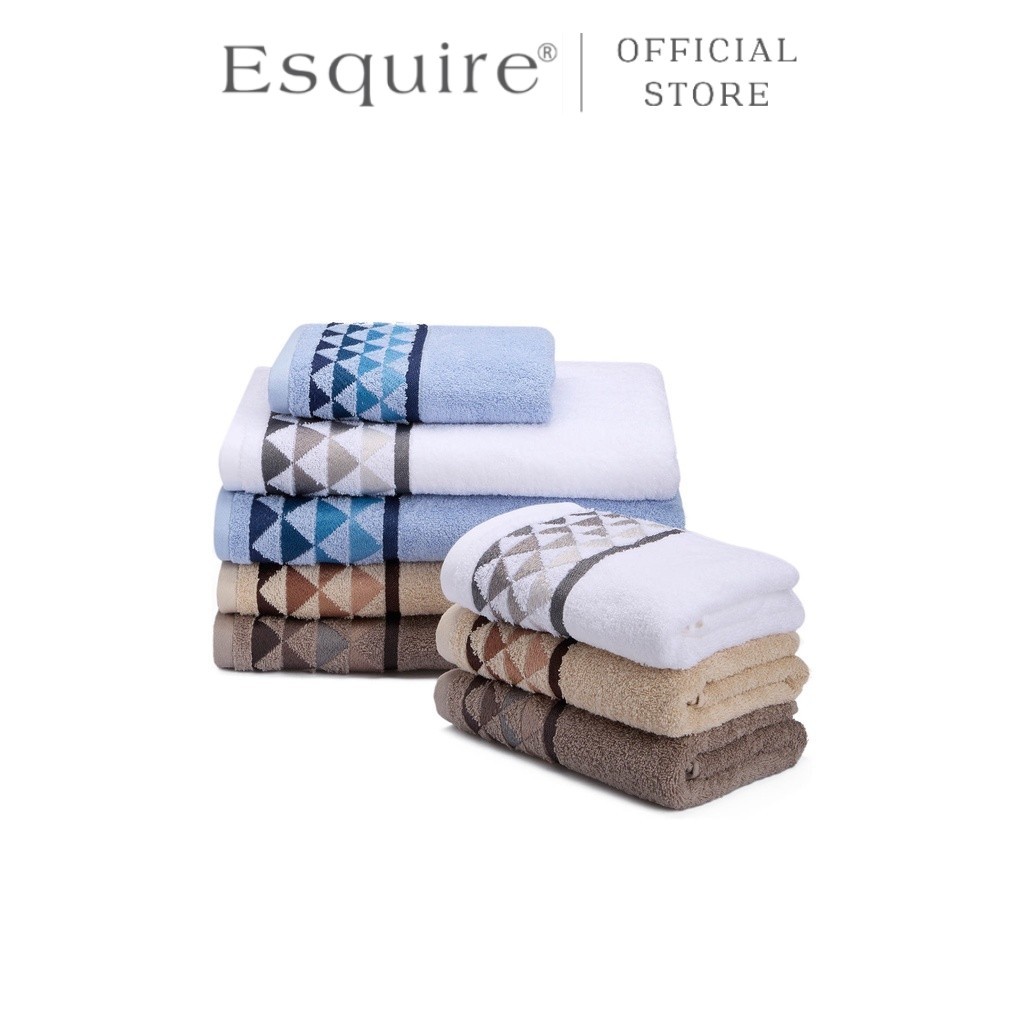 Esquire ผ้าขนหนูเช็ดผม ทอลาย Triangle 16X32 นิ้ว ผ้า Premium ผ้าขนหนูเกรดโรงแรม