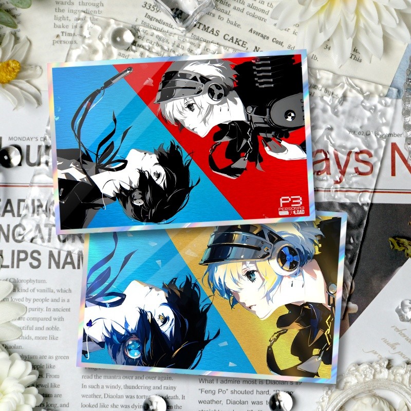Persona 3 Shikishi Glitter Art Card หรืออะคริลิคขาตั้ง Makoto Yuki & Aigis โต๊ะตกแต่งของขวัญ