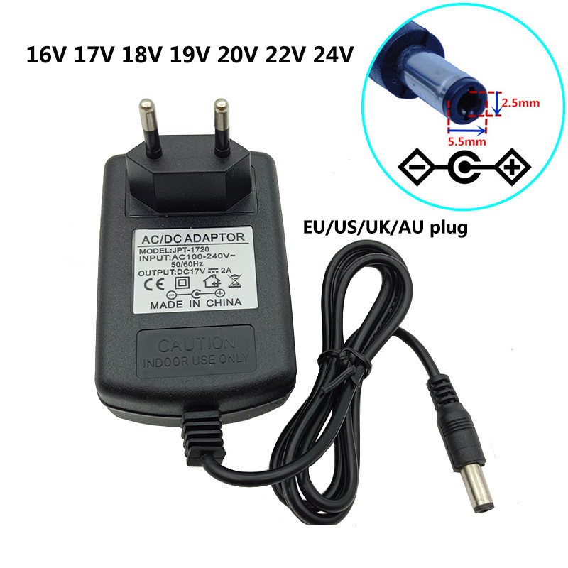 16V 17V 18V 19V 20V 22V 24V AC DC Power Adapter แหล่งจ่ายไฟ 20 22 24 โวลต์ 1A 1.5A 2A Universal Adaptor 24V2A Converter 5.5x2.1-2.5 มม.