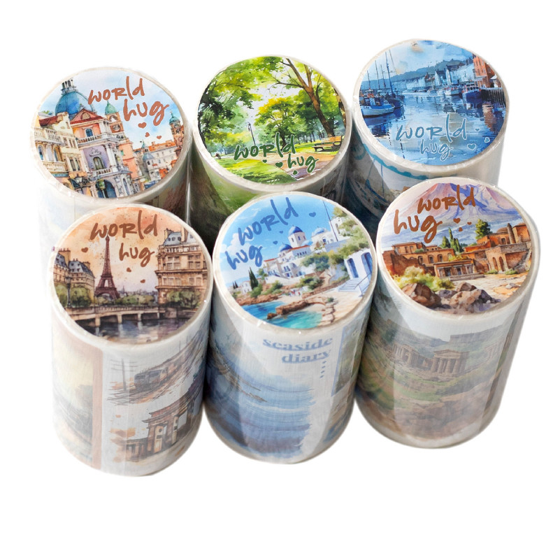 Wei 70 มม.*2 ม. 1 ม้วน [Embrace The World Series] คู่มือการสร้างภูมิทัศน์ที่สวยงามกระดาษกาว Washi เทป Washi Scrapbooking วัสดุสมุดภาพชุด
