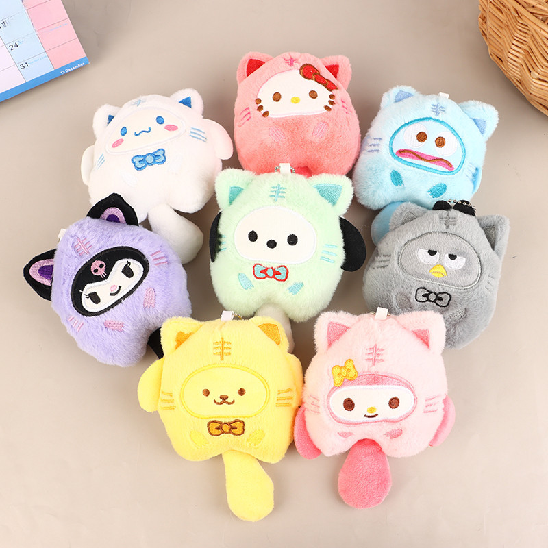 Sanrio Fish พวงกุญแจตุ๊กตาการ์ตูน Sanrio Plush Cinnamoroll Kuromi Cinnamoroll Pompompurin พวงกุญแจการ์ตูนอะนิเมะ