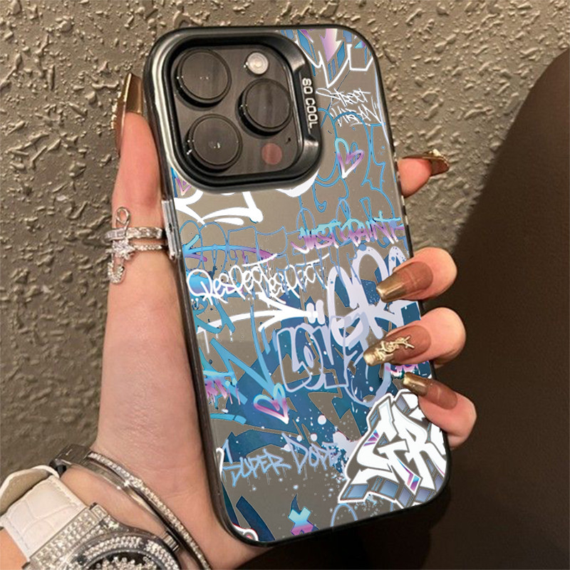 อินเทรนด์ Cool ตัวอักษรสําหรับ Redmi 14C 13 12 13C หมายเหตุ 14 13 12 11 Pro Plus Turbo 12S 11S 10 Pro แฟชั่น Graffiti ตัวอักษร Splicing ชุบ IMD กันกระแทก Hard Cover