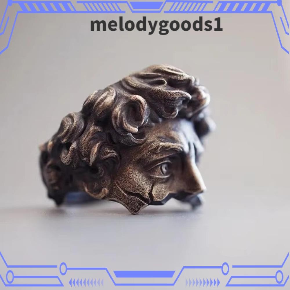 MELODYGOODS1 Opening Masked Ring, Silver Color Relief Artistic Rings, Vintage Adjustable Finger Ring