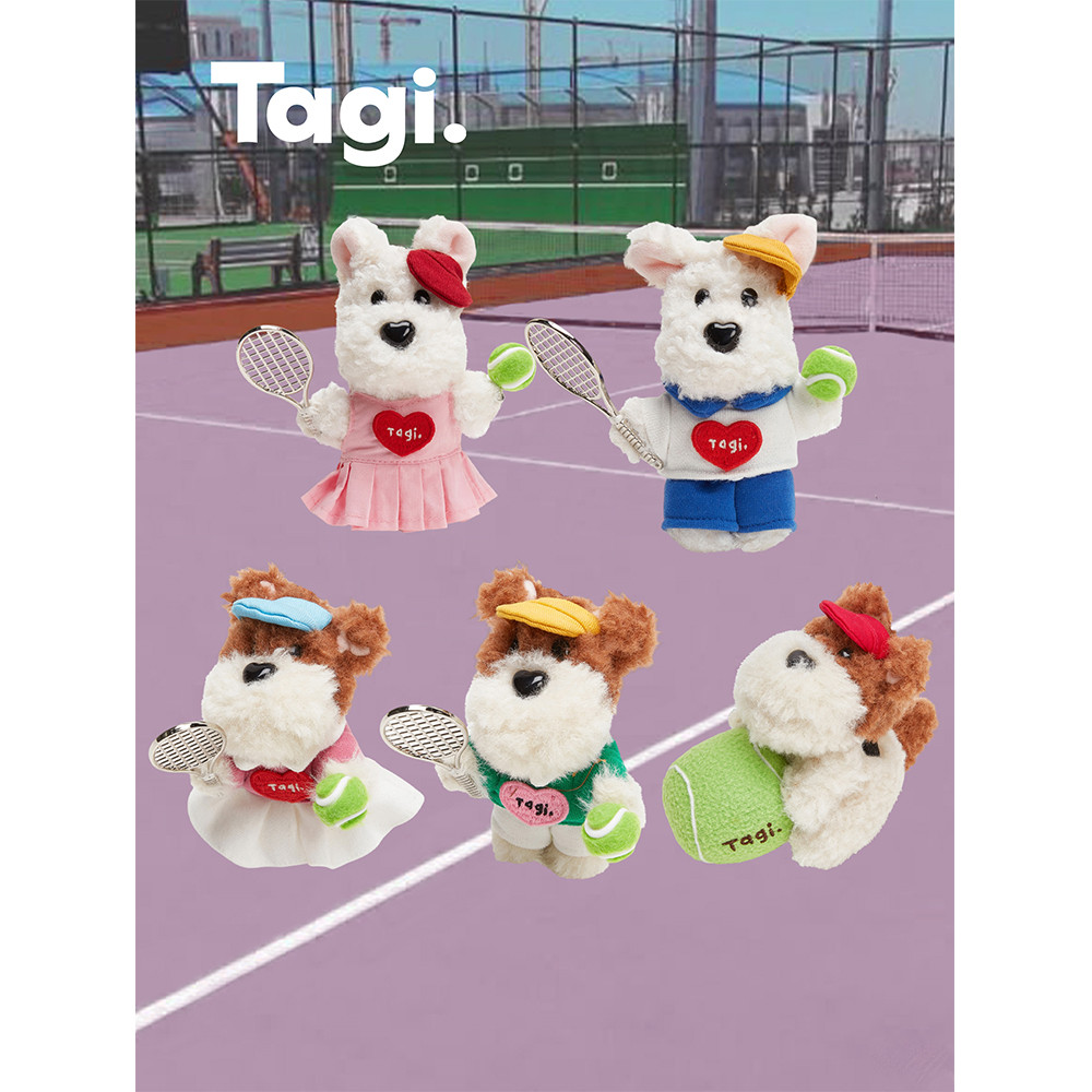 Tagi. Haha & Popcorn Tennis Pendant กระเป๋าใส่เครื่องประดับ ลายตุ๊กตาลูกสุนัข