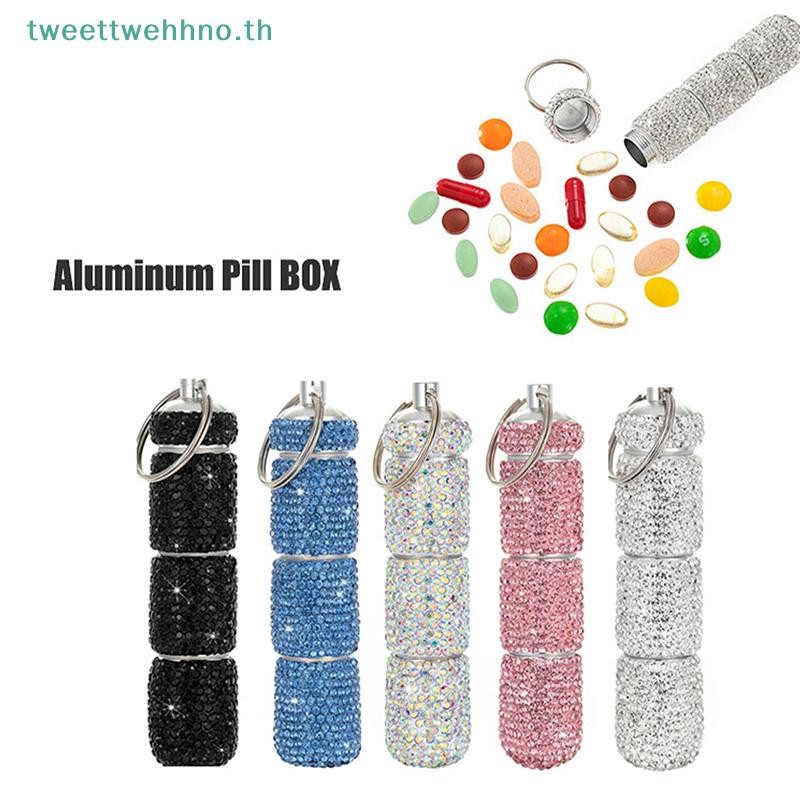 Tweettwehno ยาขวดกล่องยาผู้ถือแท็บเล็ตประกาย Fine Workmanship Full Rhinestone สังกะสี Vial สําหรับเด