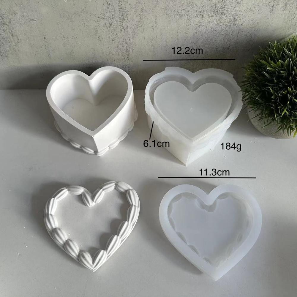 แม่พิมพ์ขวดเรซินรูปหัวใจ DIY พร้อมฝาปิดเค้กทรงกลมแม่พิมพ์ซิลิโคนพร้อมฝาปิดสําหรับขวดเก็บ - แม่พิมพ์หล่อดินและเรซิน