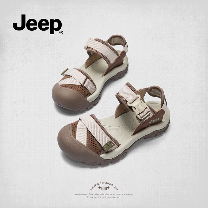 รองเท้าแตะกีฬา JEEP แท้ 100% รองเท้าแตะน้ำกันลื่นฤดูร้อน 2025 พื้นนุ่ม แบบเจาะรู สำหรับกลางแจ้ง ปิดนิ้วเท้า รองเท้าแตะชายหาดพื้นหนาสำหรับผู้หญิง