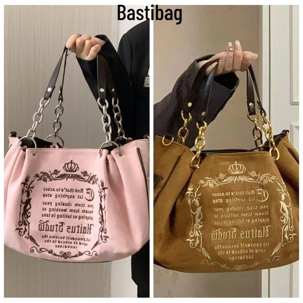 BASTIBAG กระเป๋าสะพายไหล่,ผ้าใบเย็บปักถักร้อย Lette Tot กระเป๋า,ขนาดใหญ่ความจุ Gothic Retro Crossbody กระเป๋าสําหรับผู้หญิง