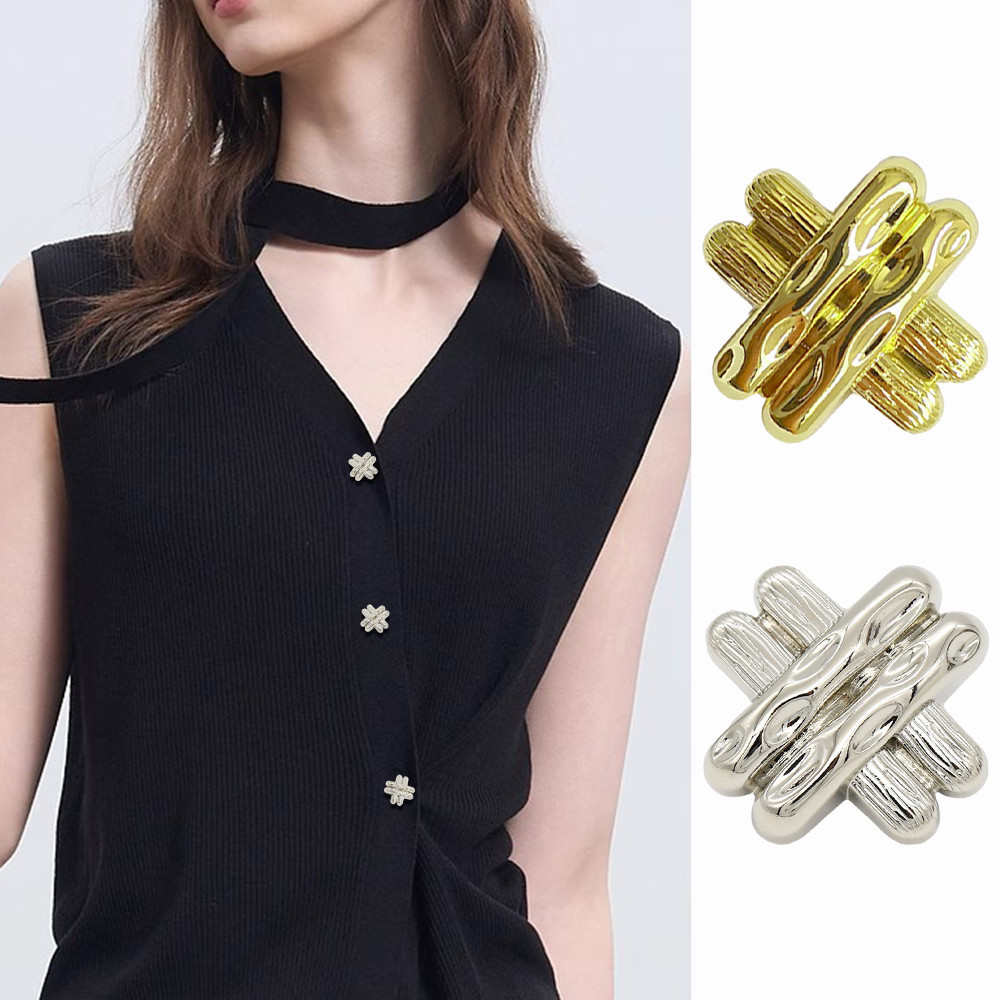 10 ชิ้นชุดอินเทรนด์ X-Shaped Cross ปุ่มโลหะสําหรับเสื้อ/เสื้อกันหนาว/DIY 3 ขนาด 16/20/24 มม. Gold & Silver ที่ไม่ซ้ํากันตกแต่งอุปกรณ์เย็บผ้า
