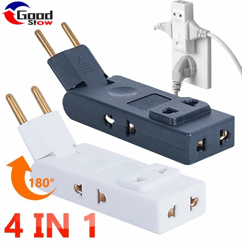[3C&Auto]ตัวแปลงรางปลั๊กไฟแบบหมุนได้ 4 ช่อง 2500W | 180° อะแดปเตอร์หลายซ็อกเก็ตแบบปรับได้สําหรับ Home/Workshop ตัวเลือก Black & White
