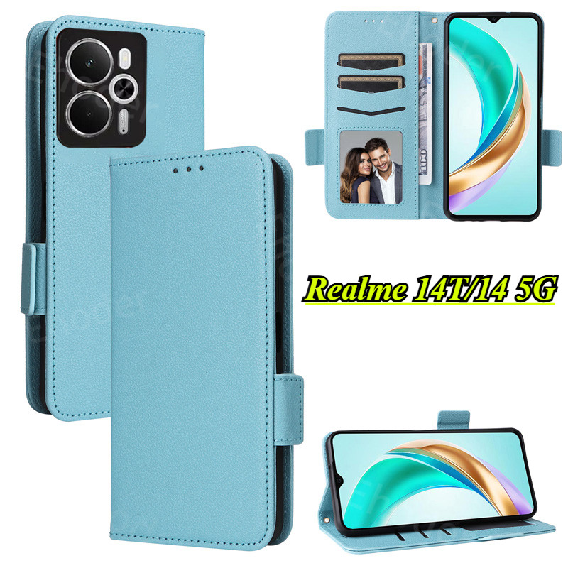 ปลอกหนังสําหรับRealme 14T 14 5G 2025 สําหรับRealme14T Realme14 วงเล็บขอบนุ่มTPUกันกระแทกฝาครอบโทรศัพ