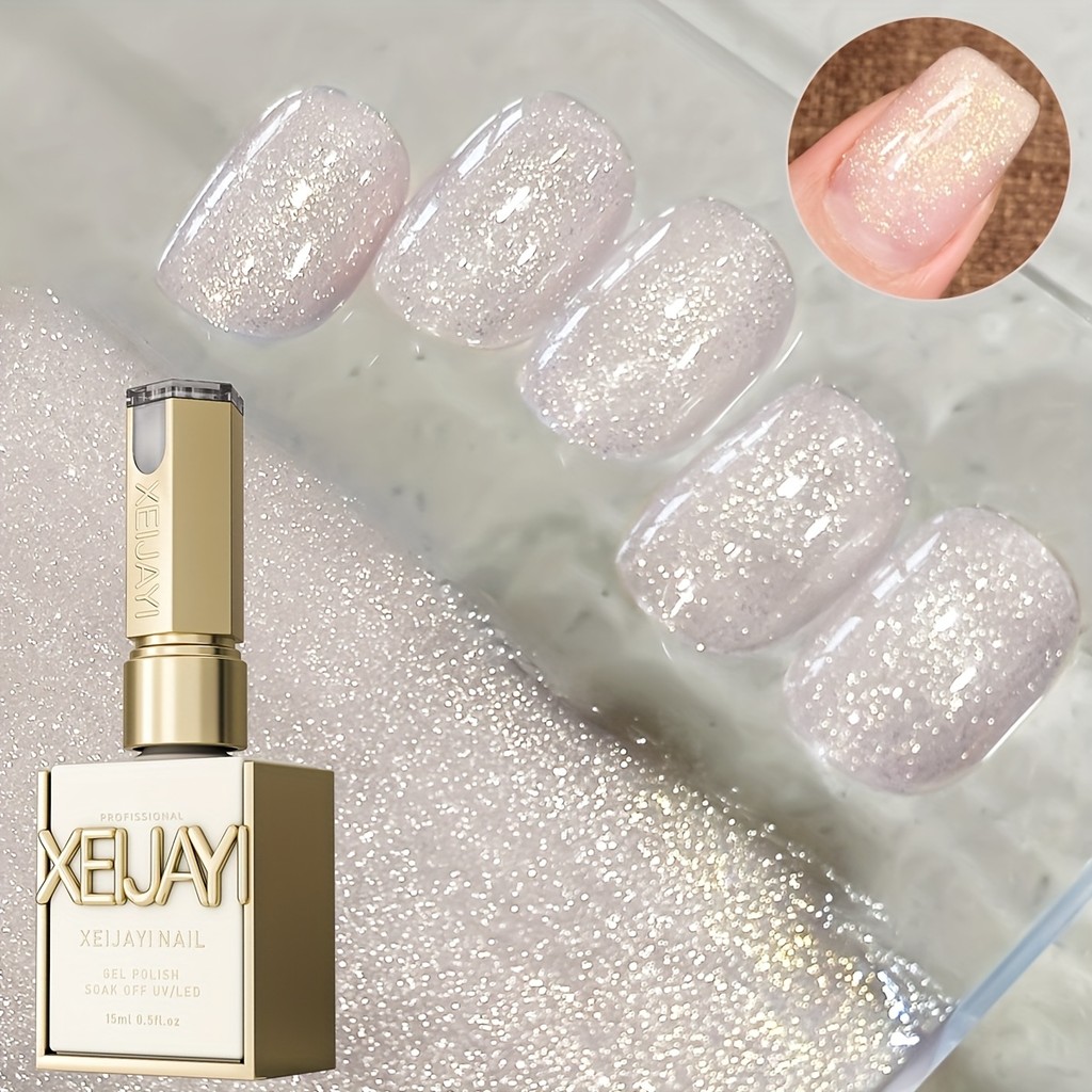 XEIJAYI 15มล--M053 น้ำยาทาเล็บกลิตเตอร์สีชมพู ติดทนนาน เงางาม เหมาะสำหรับใช้ในบ้านและร้านทำเล็บ