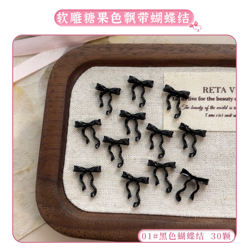 โบว์โบว์สำหรับตกแต่งเล็บ เรซิน โบว์ผูกม้า อุปกรณ์เสริมเล็บ - รูปที่ 4