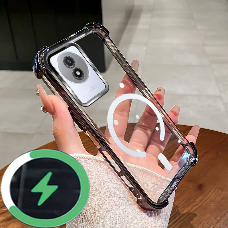 กันกระแทกCase สําหรับ Vivo Y02 4G Y02A Y02T เคสโทรศัพท์ 2025 ใหม่ C-type แผ่นดูดแม่เหล็กเคสนิ่ม SZ32