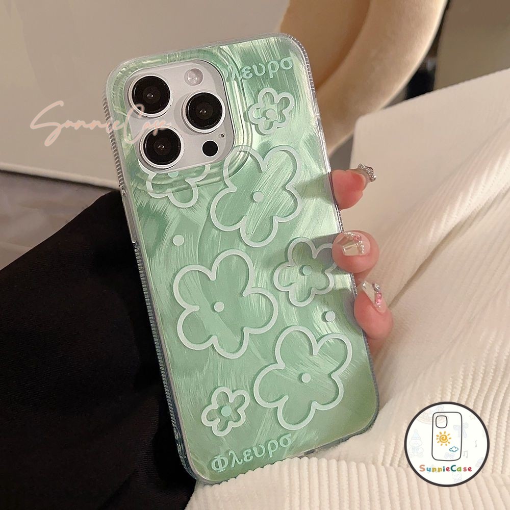 เคส OPPO A16K A38 A78 A57 A76 A15 A58 A1K A60 A9 A98 A17 A3s A31 Reno 10 5 11 6 8T ดอกไม้สด สีเขียว แฟชั่น ผ้านิ่ม เคส