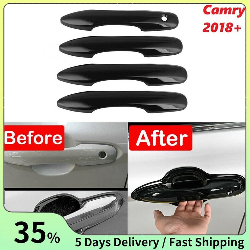 สําหรับ Toyota Camry XV70 2018-2021 สีดําเงาด้านข้างมือจับประตูฝาครอบ Trim