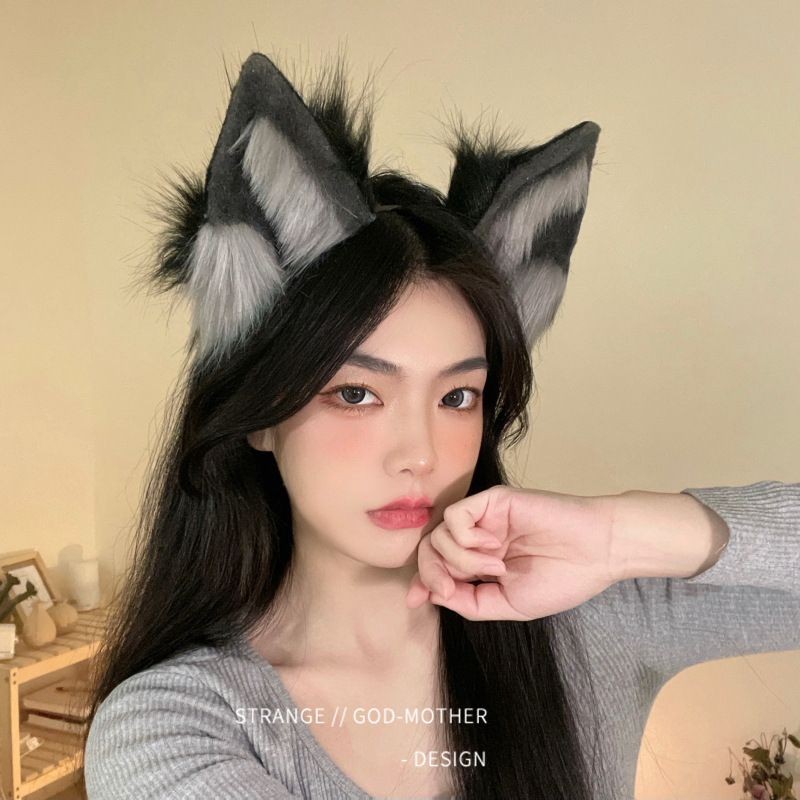 สัตว์หู Fox Wolf หูแถบคาดศีรษะหญิงตุ๊กตากระต่ายหูแมว Hairpin Headdress cos ตกแต่งคริสต์มาส jt023
