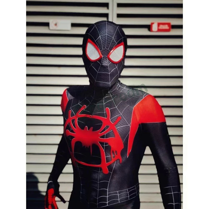 Miles Morales Cosplay Costume Superhero Zentai Suit Bodysuit Spiderman Into The Spider Verse Costume