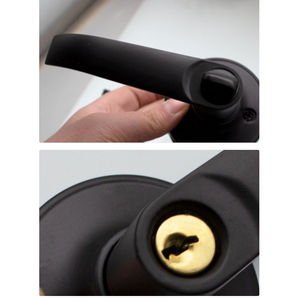 Monqiqi พร้อมล็อคในตัว ก้านโยกเปิด-ปิดประตู  ลูกบิดก้านโยก ลูกบิดเขาควาย กุญแจ3ชุด ติดตั้งได้กับบานประตูทุกชนิด - รูปที่ 2