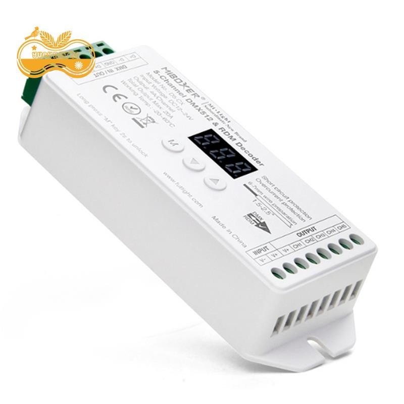 {yueynntht}Miboxer Dmx512 ถอดรหัส RDM Controller D5-Cx 5 ช่องถอดรหัสสําหรับการควบคุมแสง LED