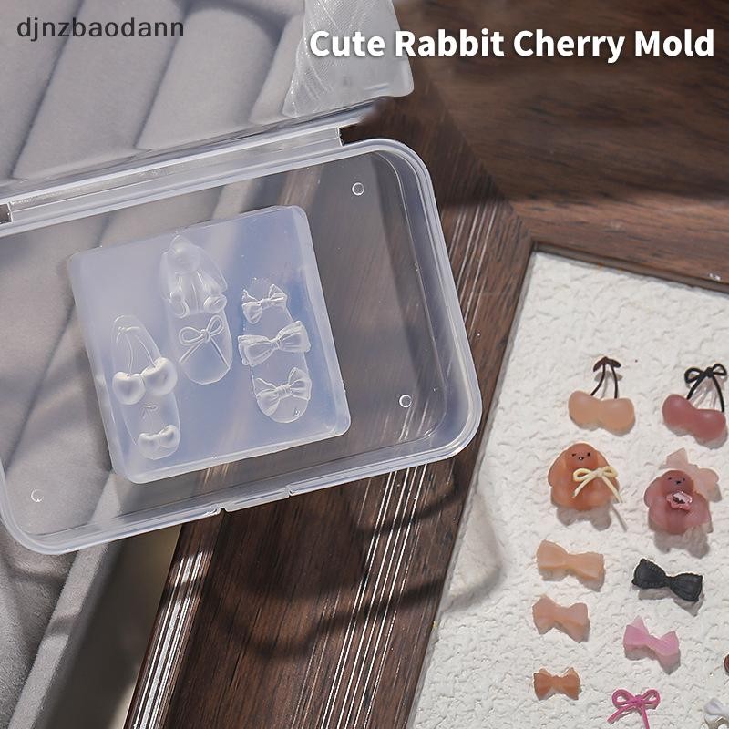[DJNZ] 1 ชิ้น 3D เล็บซิลิโคนแกะสลักแม่พิมพ์กระต่าย Kawaii โบว์สาว Diy Party เล็บตกแต่ง Art เล็บความงาม Charm NGSS