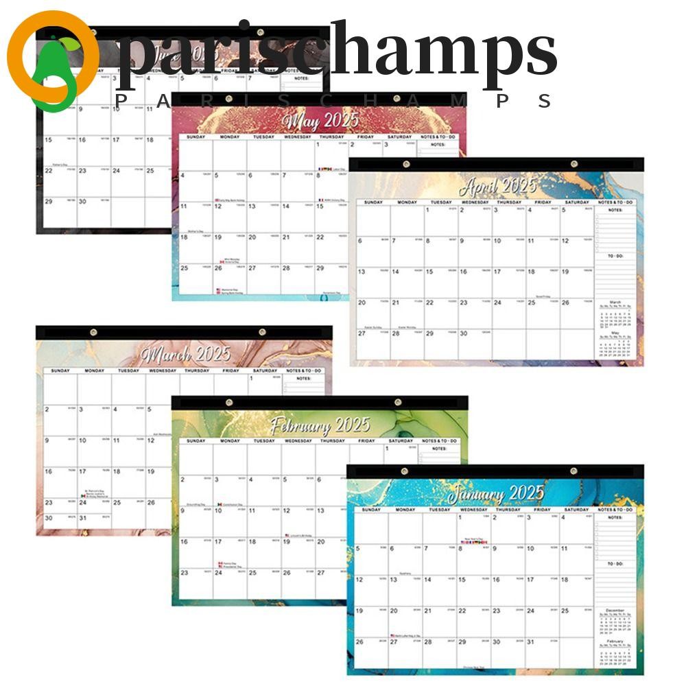 ปฏิทินติดผนัง PARISCHAMPS ปฏิทินภาษาอังกฤษสีสันสดใสสร้างสรรค์ ของขวัญ 2024-2025 พร้อมรูแขวน 18 เดือนปฏิทินติดผนังดอกไม้อุปกรณ์เครื่องเขียน