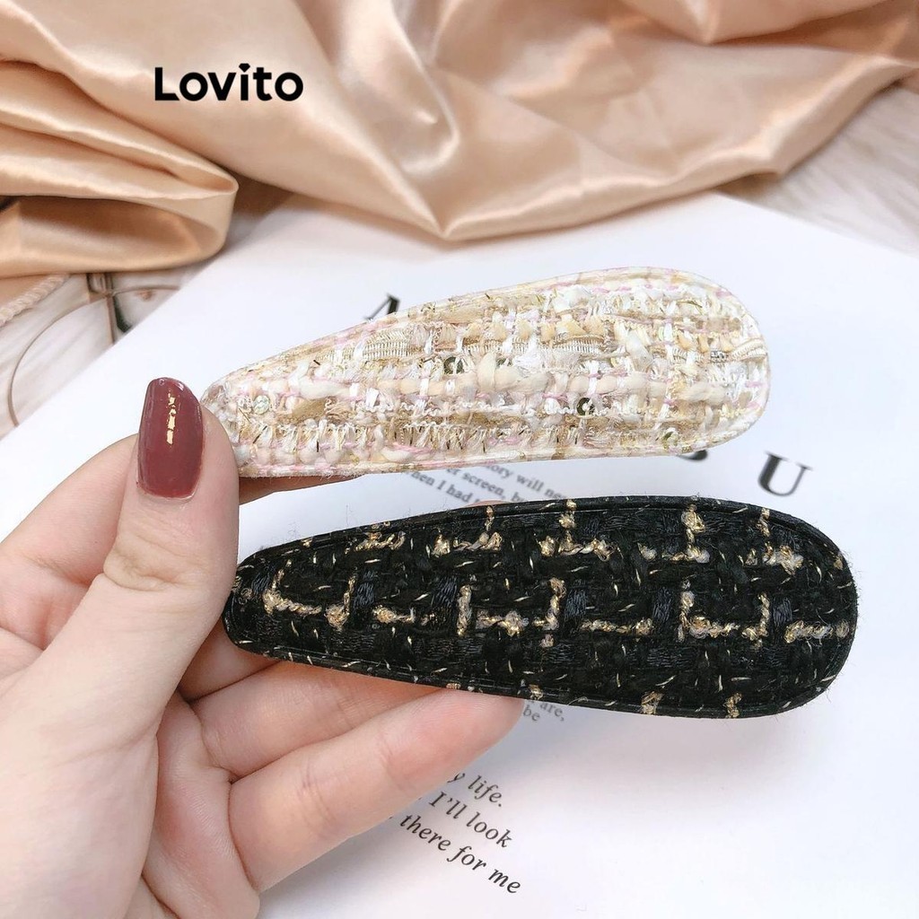 Lovito กิ๊บติดผมผู้หญิง อเนกประสงค์ เบา หรูหรา สีพื้น สไตล์ลำลอง LFA18014