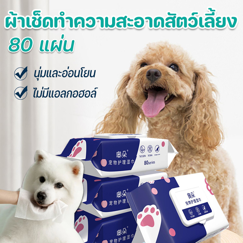 COD【80 แผ่น】ทิชชู่เปียก ผ้าเปียกแมว ผ้าเปียกหมา ทิชชู่เปียกสัตว์เลี้ยง สำหรับเช็ดสัตว์เลี้ยง นุ่มและอ่อนโยน