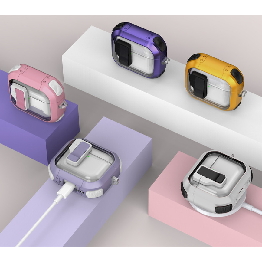 Lenuo พร้อมพวงกุญแจสําหรับ AirPods gen 4 anc Pro 2 3 1 Airpod Pro2 เคสแอร์พอต Case ปลอกกันกระแทกแม่เหล็กโปร่งใสล็อคอัตโนมัติ - รูปที่ 4