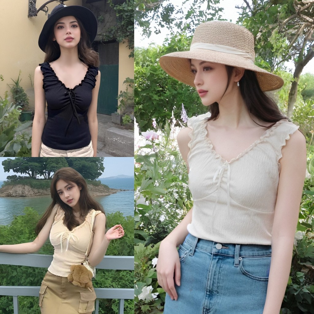 เสื้อสายเดี่ยวพับเก็บลายตาข่าย สำหรับสาวๆ ที่รักความทันสมัยและต้องการความคล่องตัวในทุกวัน