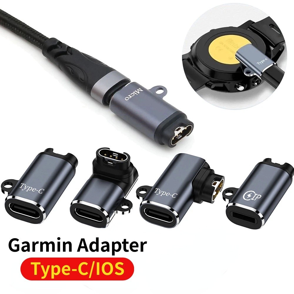 Micro USB/Type-C/IOS หัวหญิง Turn Garmin Watch Charging Adapter / Smartwatch Charger Adapter / Converter เหมาะสำหรับ Garmin Fenix/Venu/Vivoactive /Garmin Series อุปกรณ์เสริม