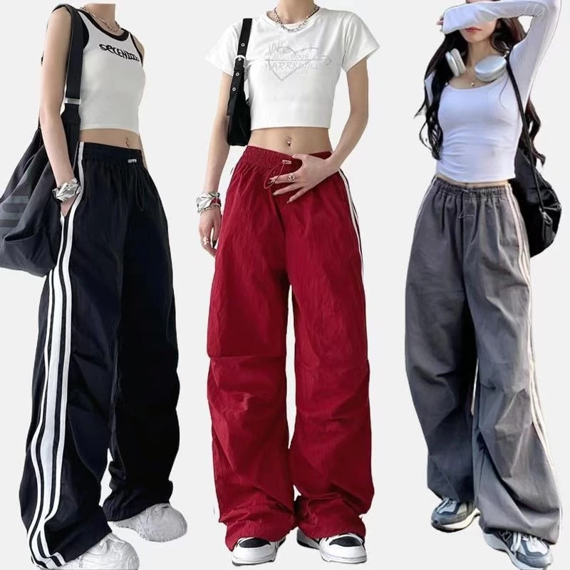 0128 พร้อมส่งจากกทม ✨กางเกงขายาวสีดำ Cargo pant🌸กางเกงคาร์โก้เอวยางยืดอเนกประสงค์สไตล์อเมริกัน