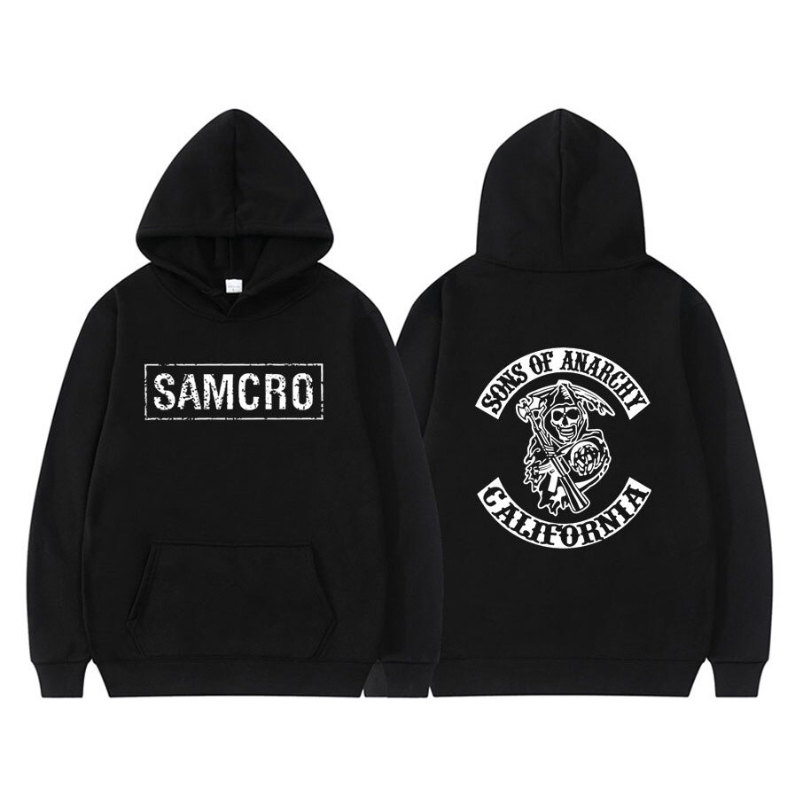 เสื้อกันหนาว มีฮู้ด พิมพ์ลาย Sons Of Anarchy Samcro แบบสองด้าน สําหรับผู้ชาย