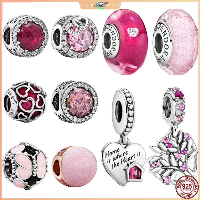 Genealogical Tree Embbellishments Rose Bracelete Charm ลูกปัดจี้ Dangle DIY เครื่องประดับชุบ S925 เงิน