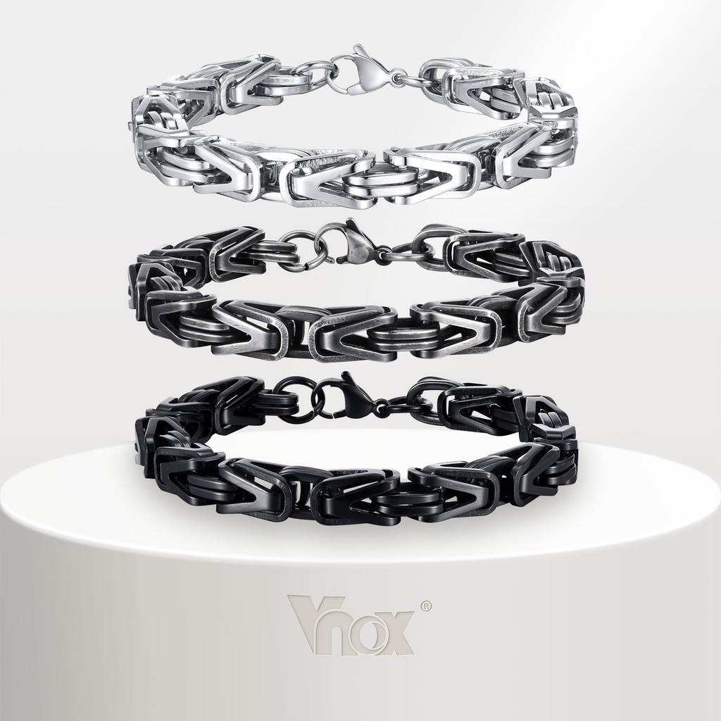 Vnox 6 มม.ฮิปฮอปแฟชั่น V-type สแตนเลสสร้อยข้อมือผู้ชายเครื่องประดับสี่สีสแตนเลสโซ่ผสม