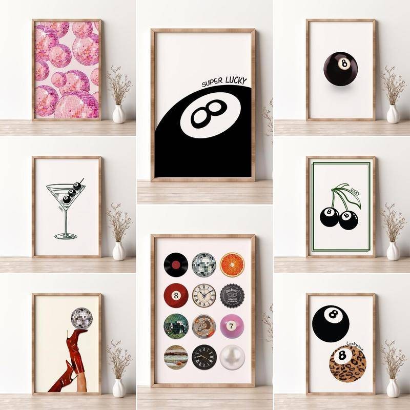 Wall Art, A Magic 8 Ball on Seashore, พิมพ์ผนังห้องนั่งเล่น, โปสเตอร์ Blue Pool Ball, พิมพ์ติดผนังอิ