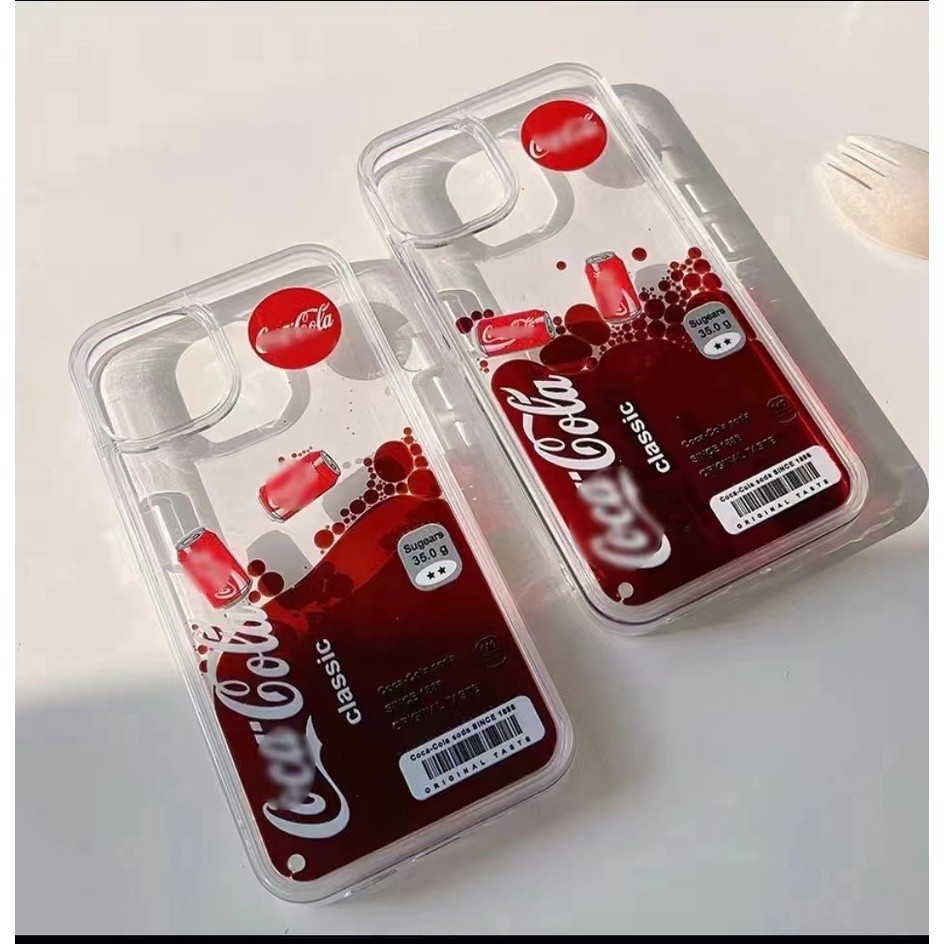 เหมาะสําหรับ iPhone16 16Pro 16Plus 16Promax 15 15Plus 14Pro 13 12 เคสโทรศัพท์มือถือ Coke/Starbucks เคสป้องกันของเหลว soft TPU เคสป้องกัน
