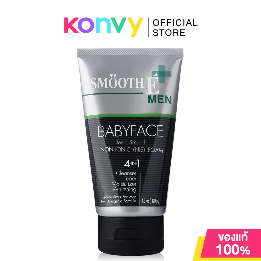 Smooth E For Men Babyface Foam สมูท อี คลีนซิ่งโฟมสำหรับผู้ชาย สูตรไม่มีฟอง (75ml/120g)