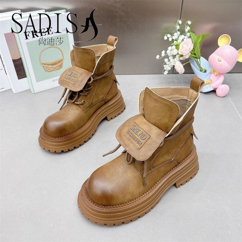 รองเท้าบูทกลางท่อรองเท้าหนังหนา Soled ฤดูใบไม้ร่วงระดับไฮเอนด์
