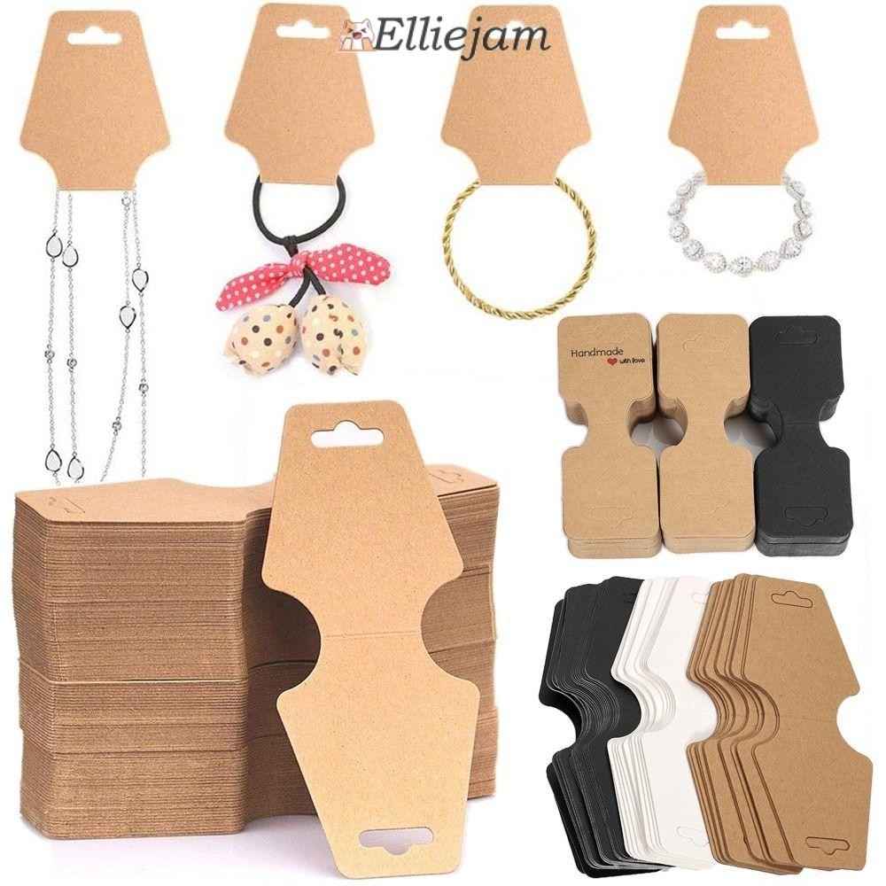 Elliejam 50PCS Jewellery Packing Card,Multicolor DIY แพคเกจผู้ถือกระดาษแข็ง,สร้อยคอสร้อยข้อมือสายรัดข้อมือห่อของขวัญแขวนแท็กเปล่า