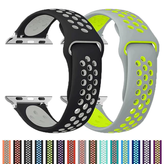 สายนาฬิกาซิลิโคนกีฬา Breathable Band สําหรับ Apple watch S10 42 46 มม.2 Iwatch Series 10 9 8 7 6 SE 5 4 49/45/44/42/41/40/38 มม.